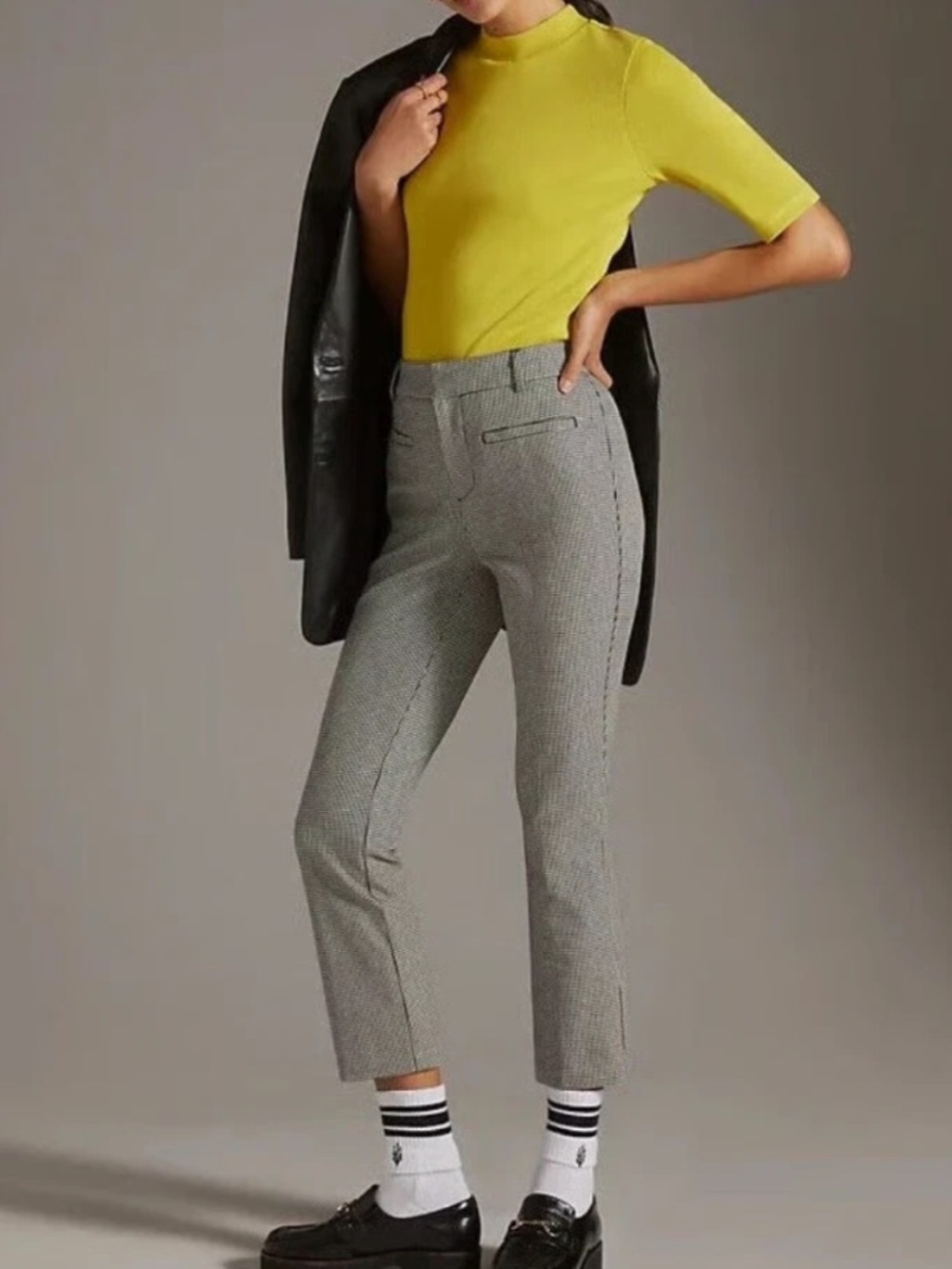 By‎ Anthropologie Kick Flare Cropped Trousers In Houndstooth Size US 18W
